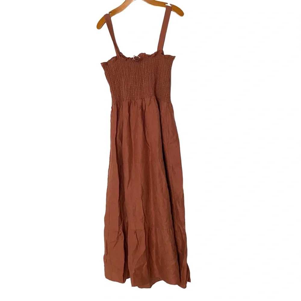Women's Tan Smocked Maxi Dress - Picture 6 of 10